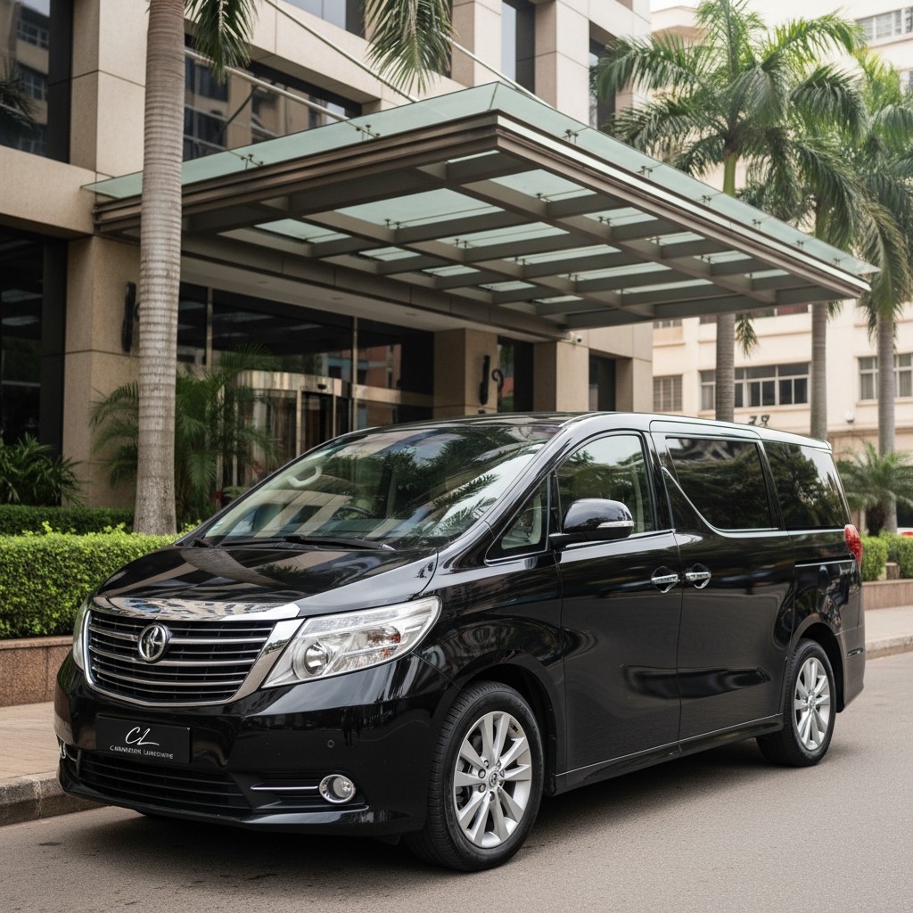 Car type: Van, likely used for transportation of people.